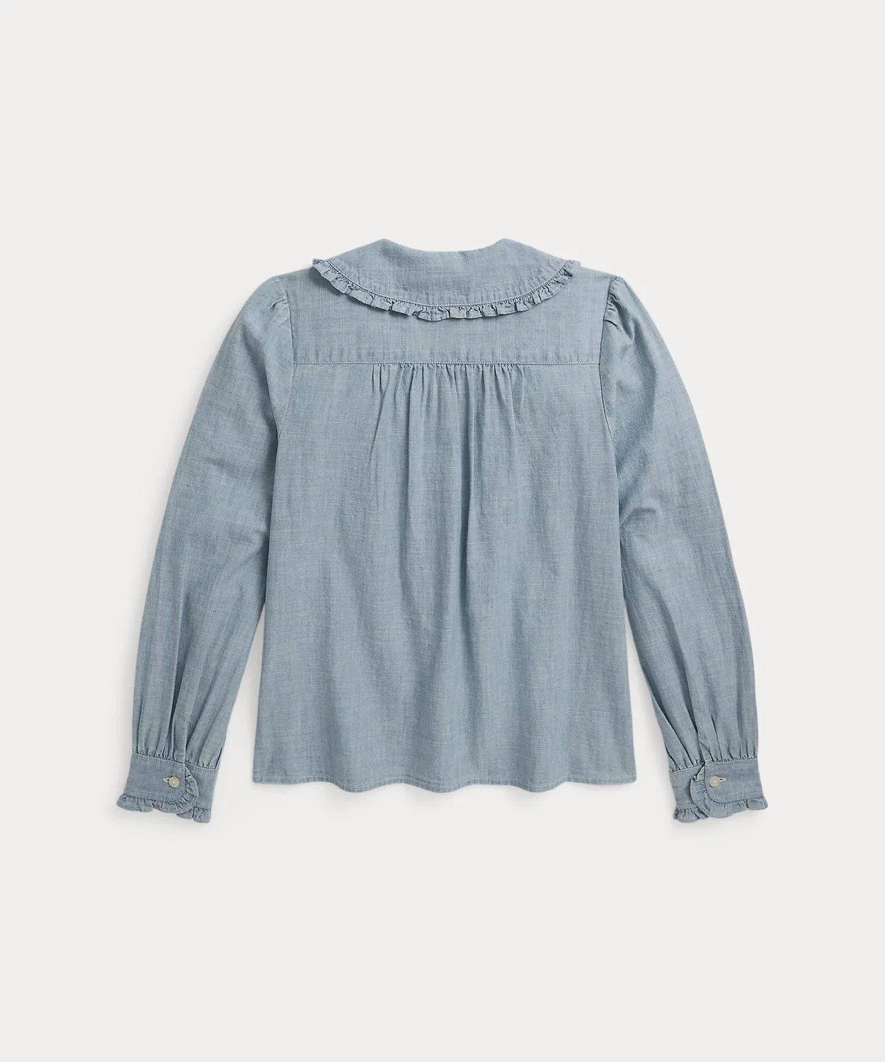 Детская блузка с длинным рукавом модель с воланами POLO RALPH LAUREN CHILDRENSWEAR, Blue — фото 2