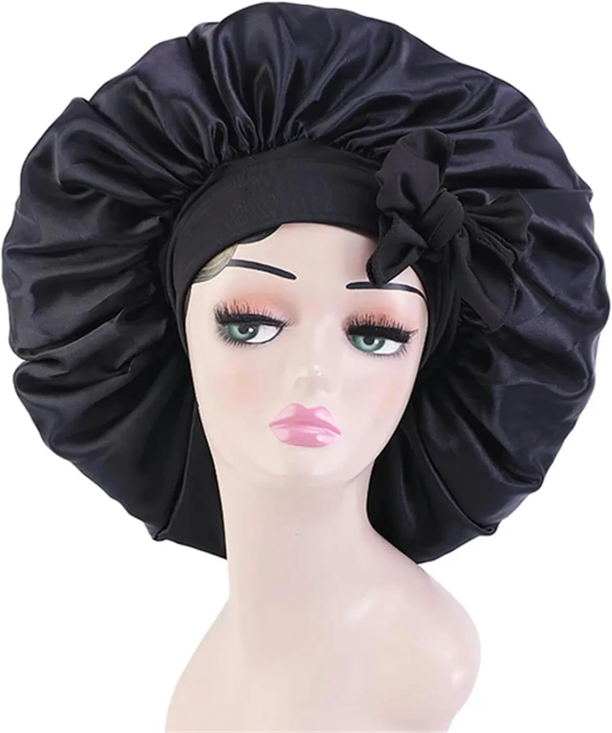 Шапочка для сна MdybF, сатин, 35 см, Large Black