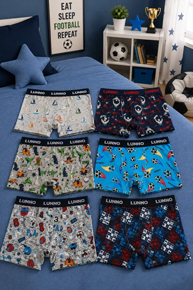 Детский комплект боксеров для мальчиков хлопковый Basics Lunnó, Multicolor — фото 2