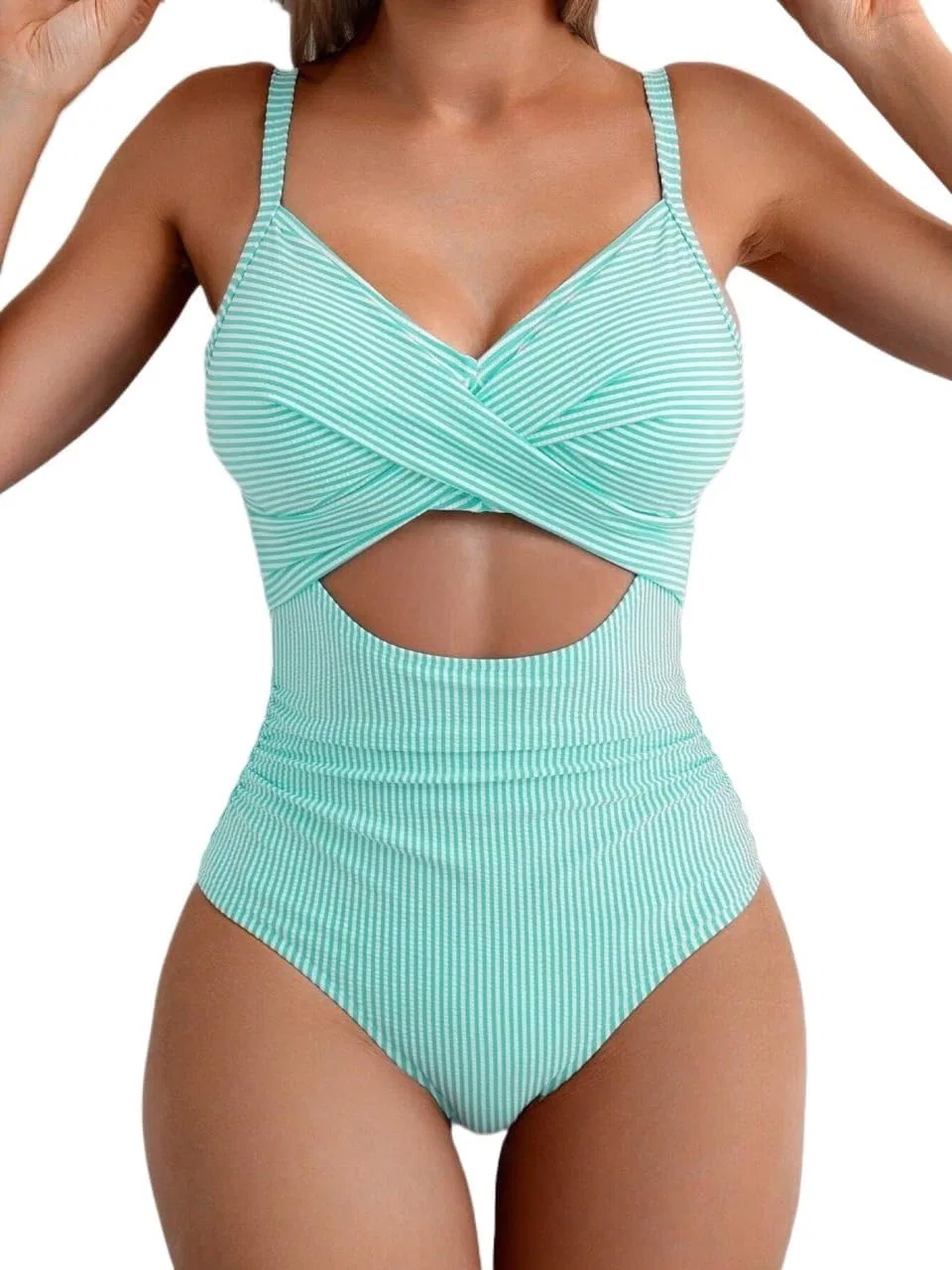 Женский раздельный купальник с вырезами и завязками, Mint Green