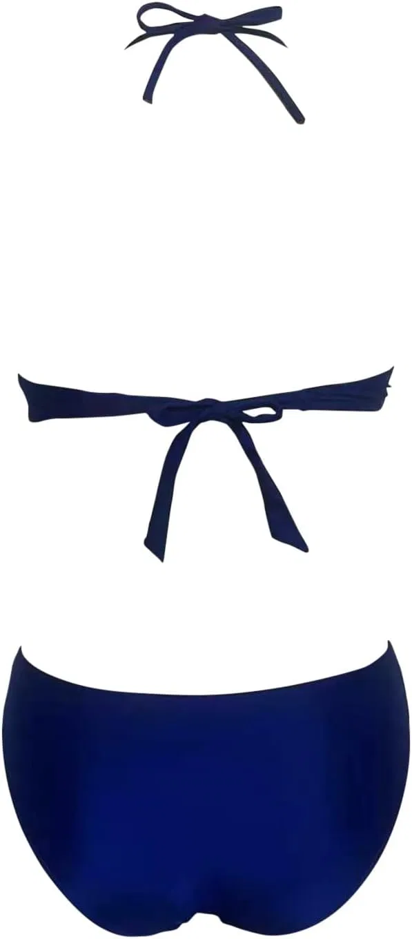 Женский бикини-комплект с принтом Push Up Halter, Blue — фото 4