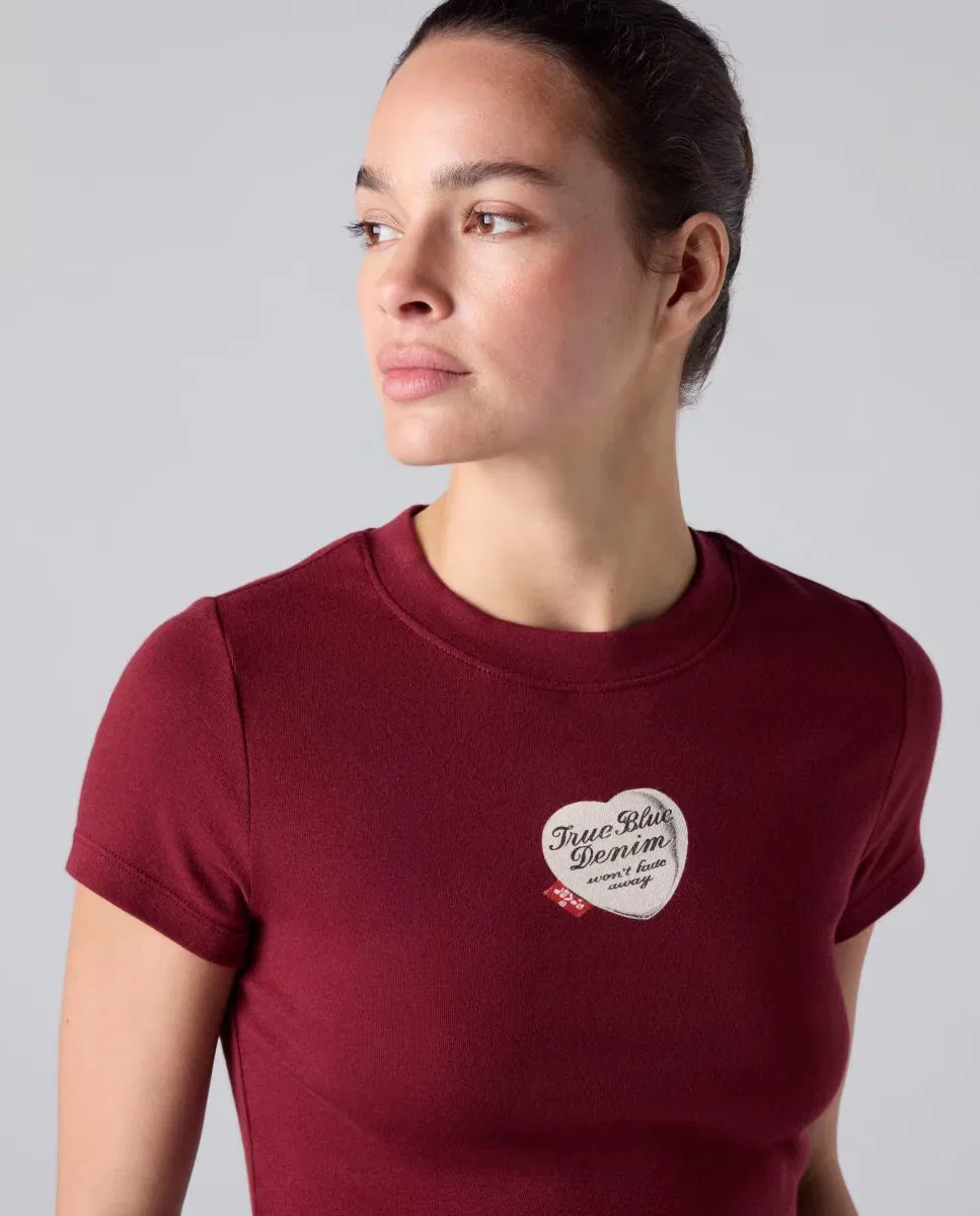 Женская футболка с коротким рукавом, Crop, Levi's, красный гранатовый — фото 3