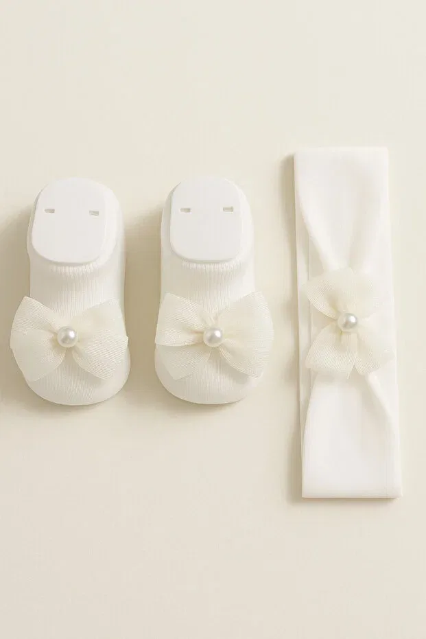 Детский набор носков для девочек с принтом Bow Bandana Gift Baby Socks Set Generic Brands, Nude Color — фото 4