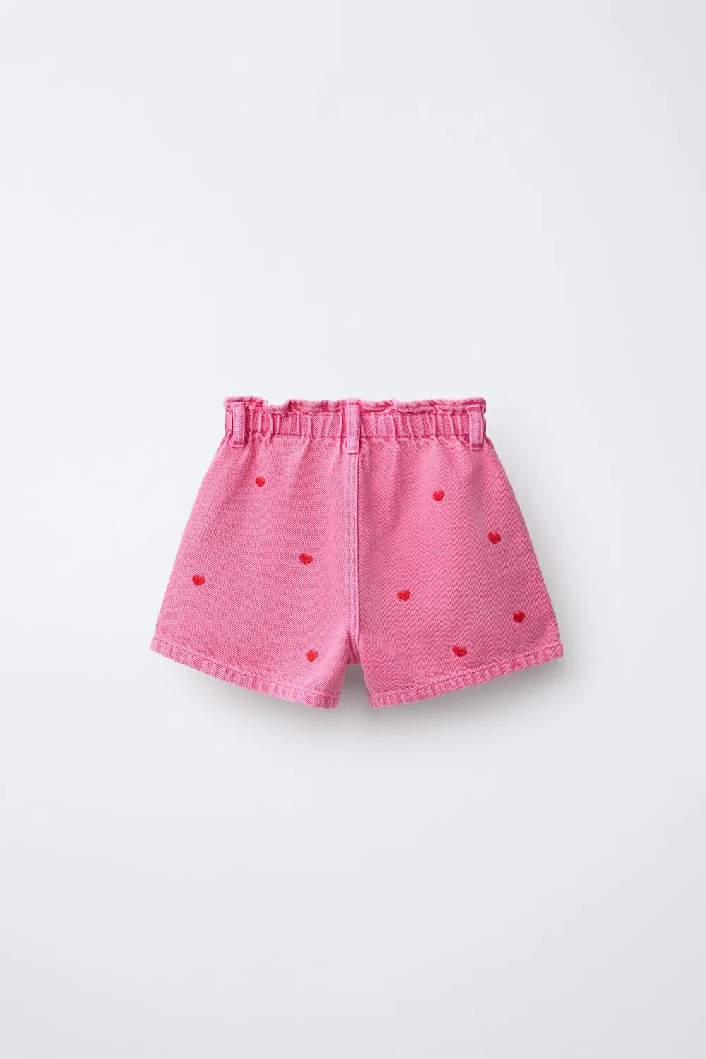 Джинсовые шорты-бермуды с вышитым сердечком ZARA, Pink — фото 2