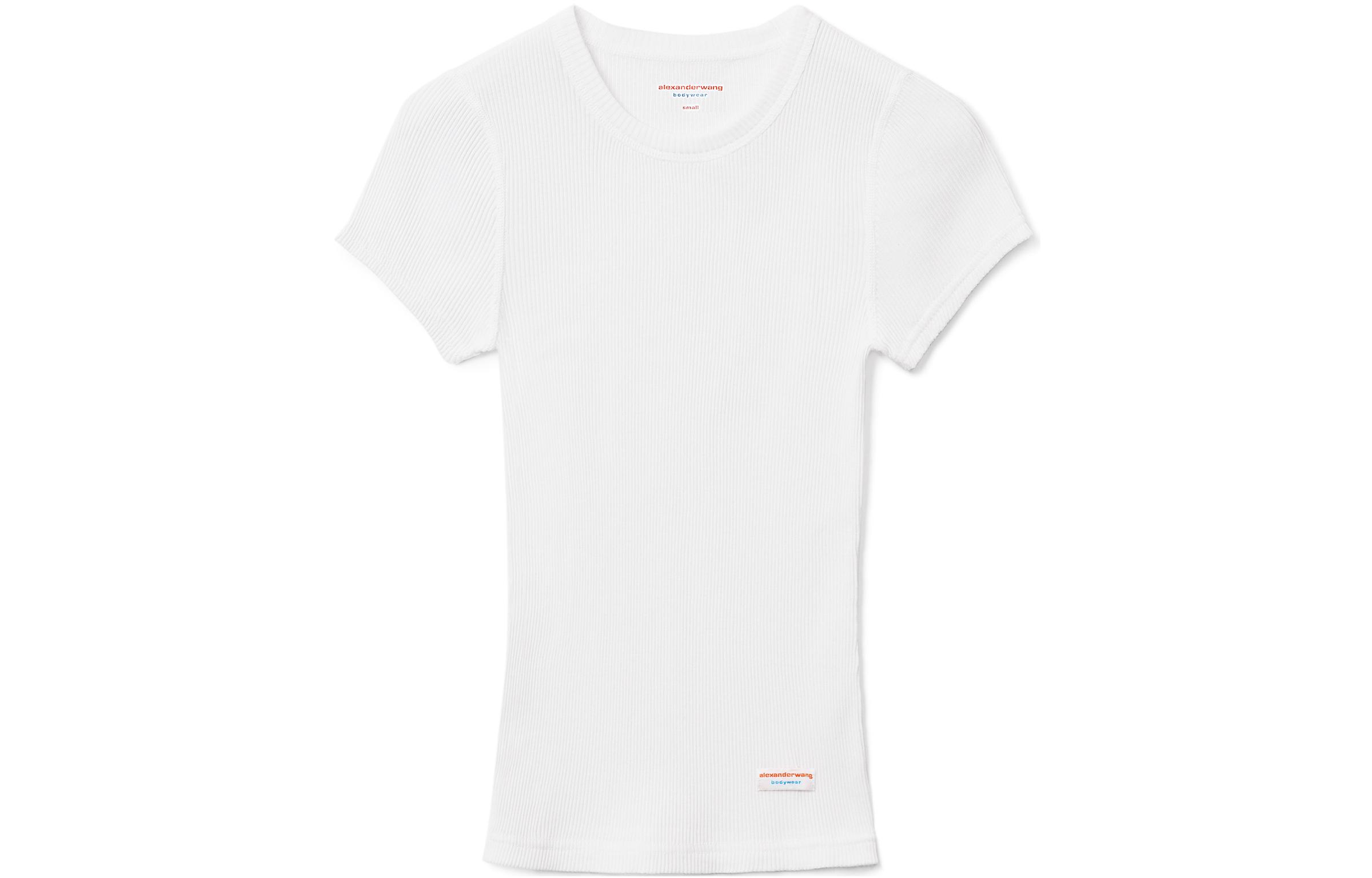 

Футболка с логотипом в рубчик Alexander Wang, белый