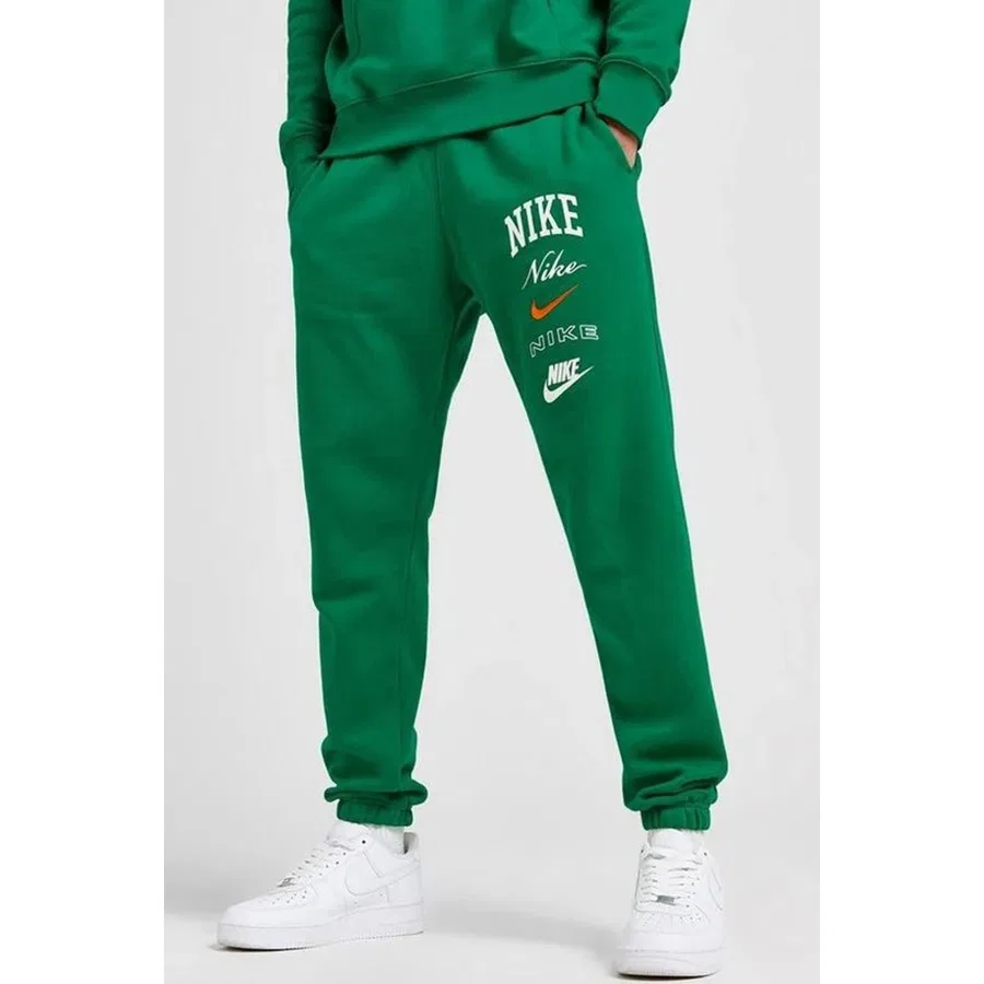 Спортивные брюки с манжетами, из футера, с принтом, Nike Club Fleece Stack Graphics Cuffed Jogger, Nike, Черный