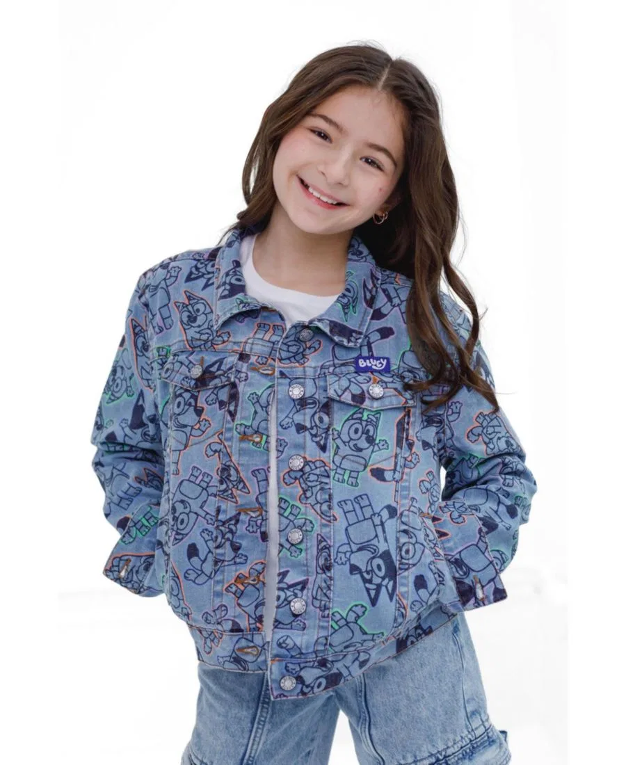 Джинсовая куртка с принтом Bluey Bluey Bluey Acid Wash Blue — фото 2