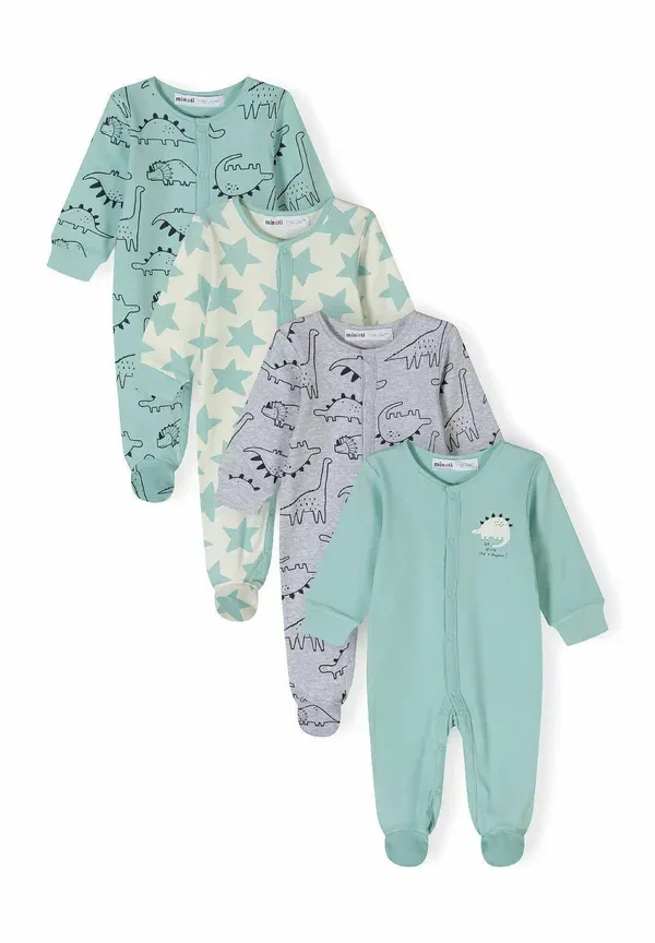 Комплект из 4 боди с длинным рукавом Sleep Suit Minoti, Mint Mottled Grey, серый — фото 2