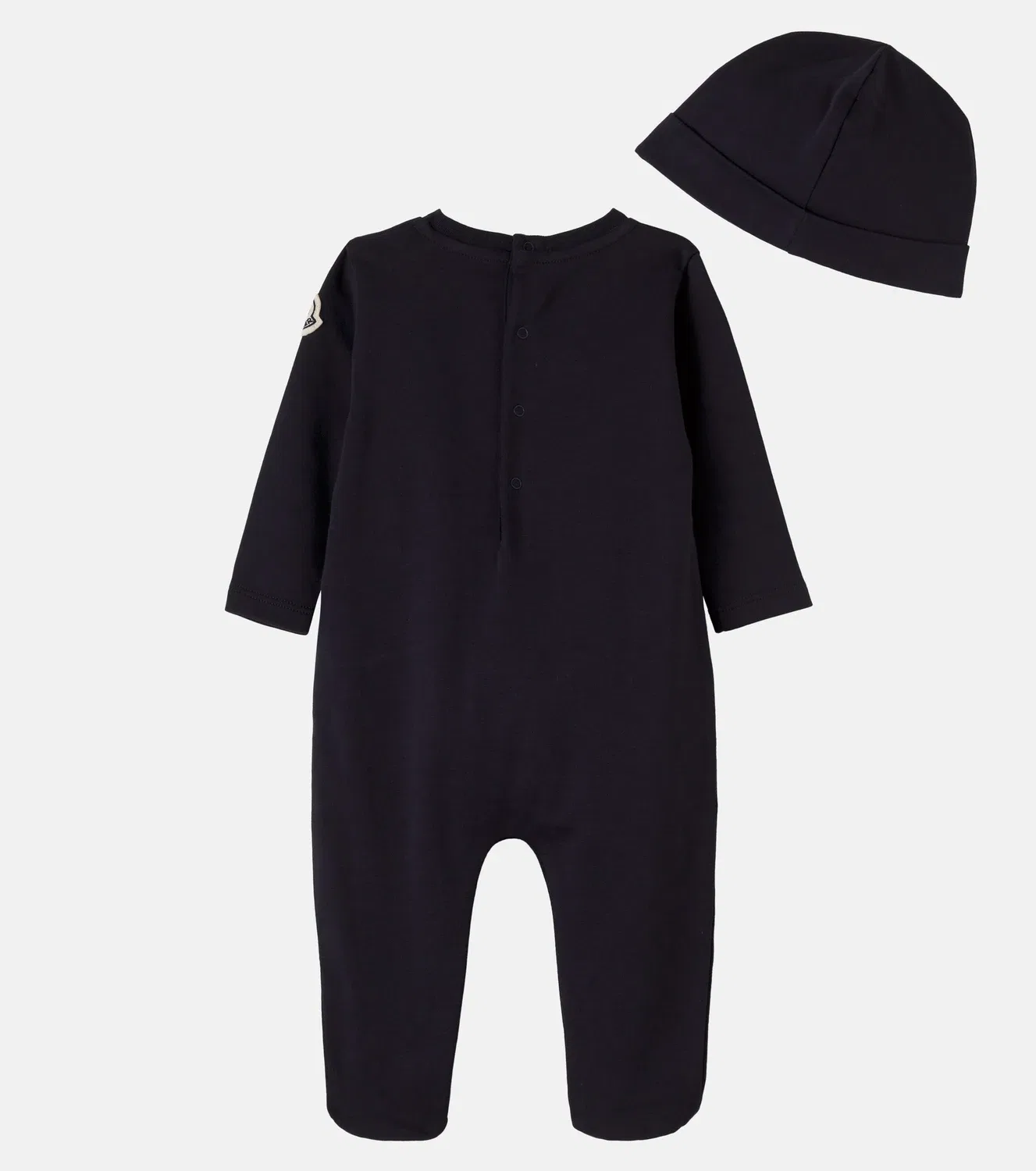 Комплект из боди и шапочки хлопковый Moncler Enfant, синий — фото 3