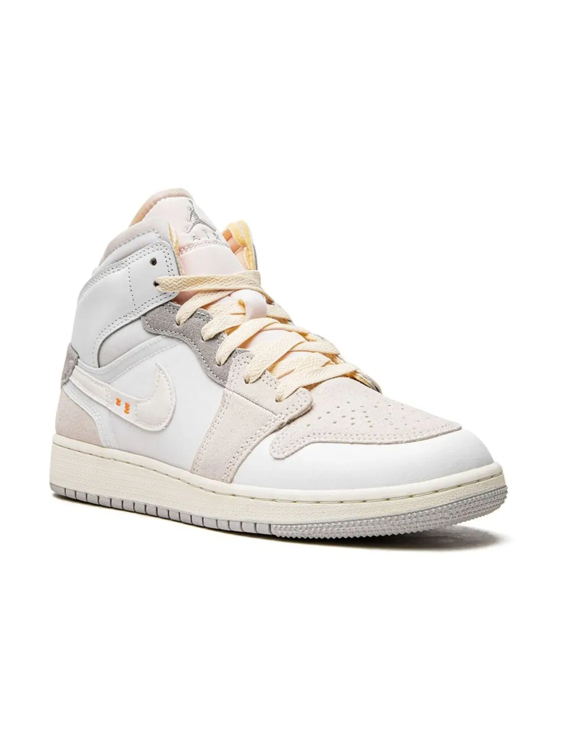 Кроссовки Jordan 1 Mid SE Craft, бежевый/белый/светло-серый