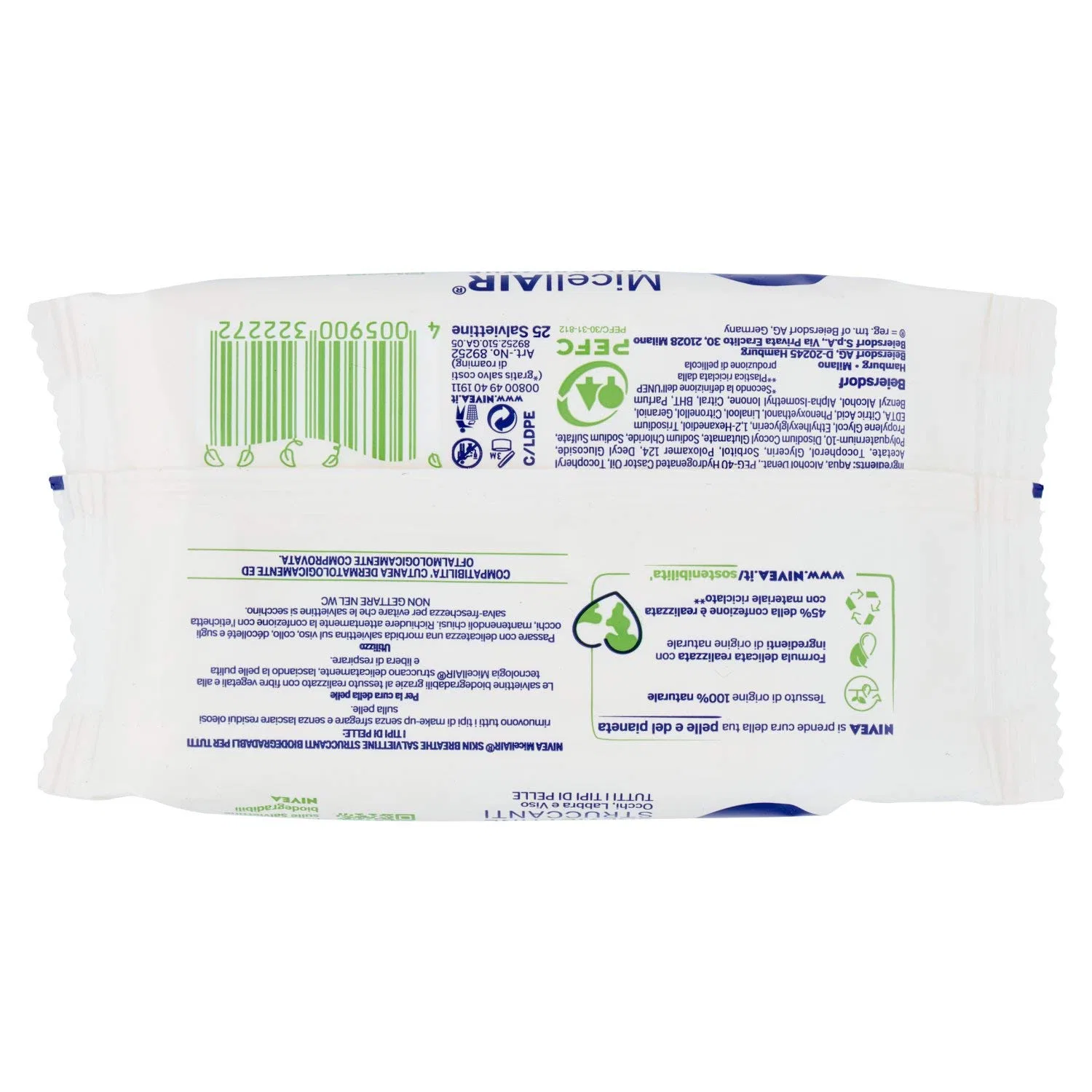 Салфетки для снятия макияжа MicellAir, NIVEA, 25 шт, Белый — фото 3