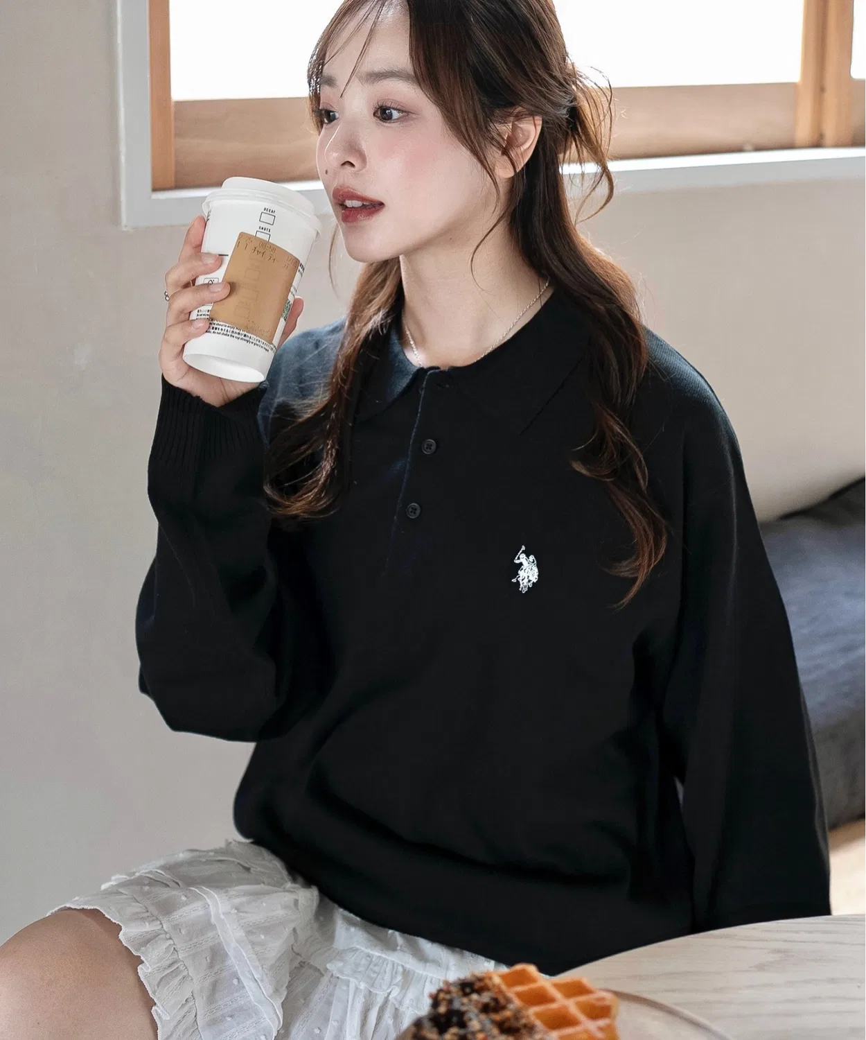 Мужской/Женский свитер-поло с длинным рукавомU.S. POLO ASSN., Brown — фото 3