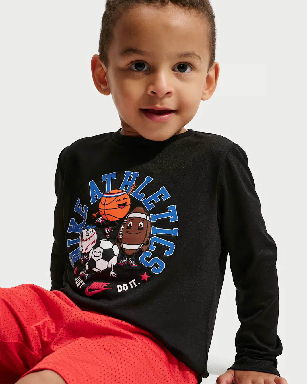 Детская футболка с длинными рукавами Dri-FIT с графическим принтом Nike, Black — фото 3