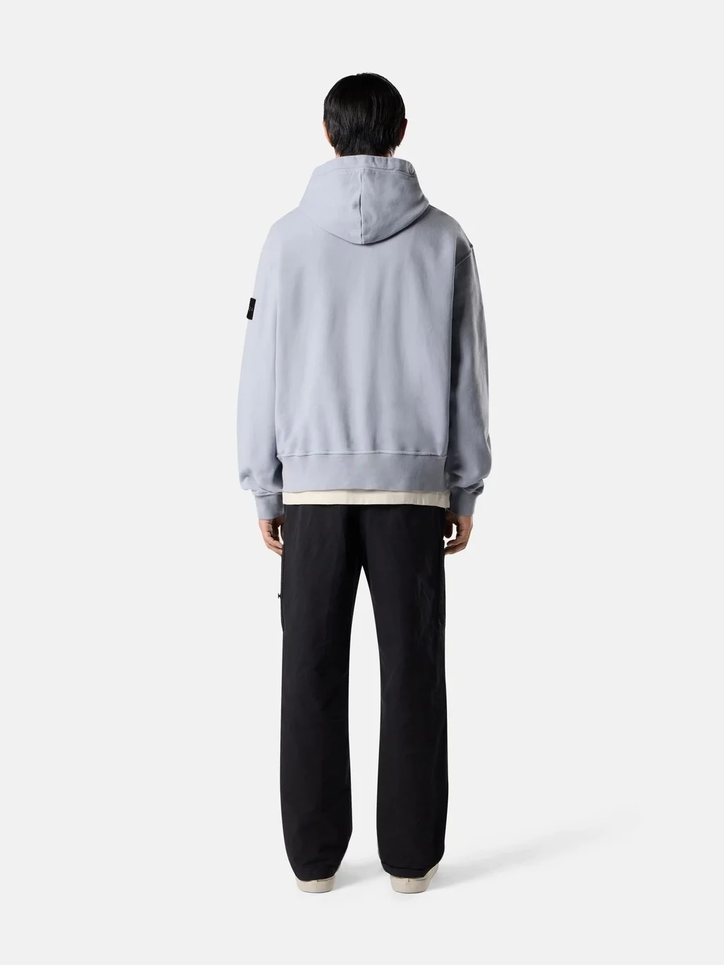 Мужское худи Stone Island Oversized-fit With Pouch Pocket, пепельно-серый — фото 4