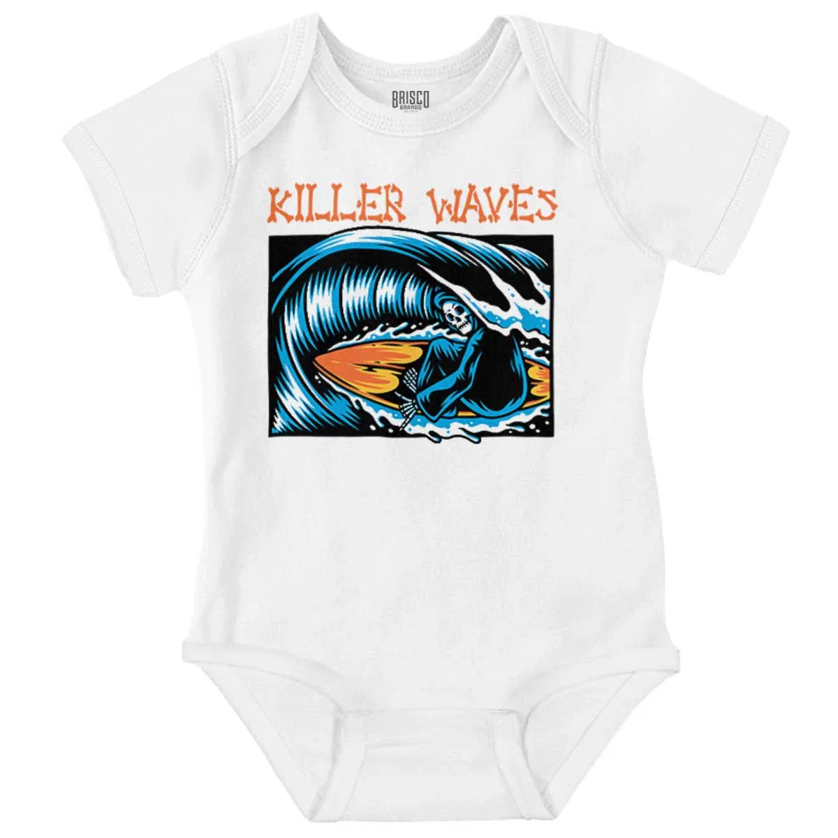 Детский боди-комбинезон с принтом Skeleton Reaper Surfer Killer Waves Brisco Brands, White
