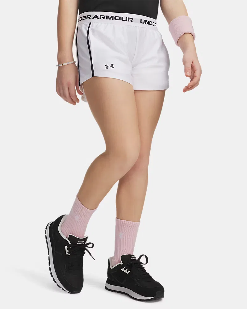 Детские шорты быстросохнущие из переработанного полиэстера UA Tech Play Up UnderArmour, White/Black