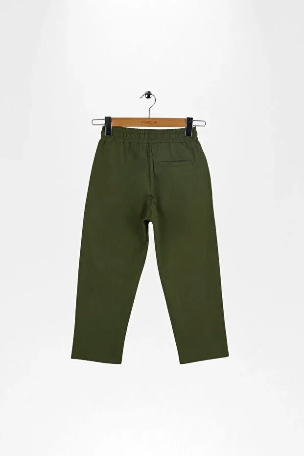 Детские брюки для девочек льняные Mutlu Kids, Khaki — фото 4