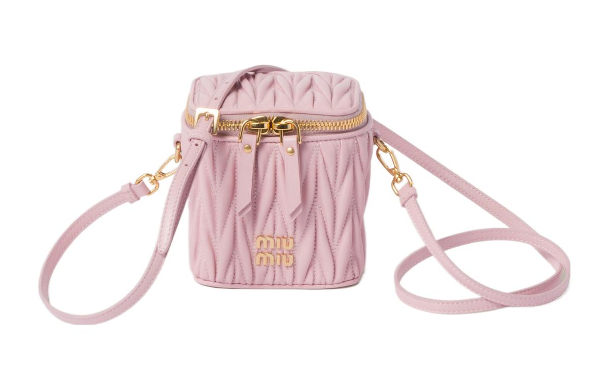 

Miu Miu Миниатюрная женская сумка-клатч из кожи наппа, наплечная сумка, сумка через плечо, розовая