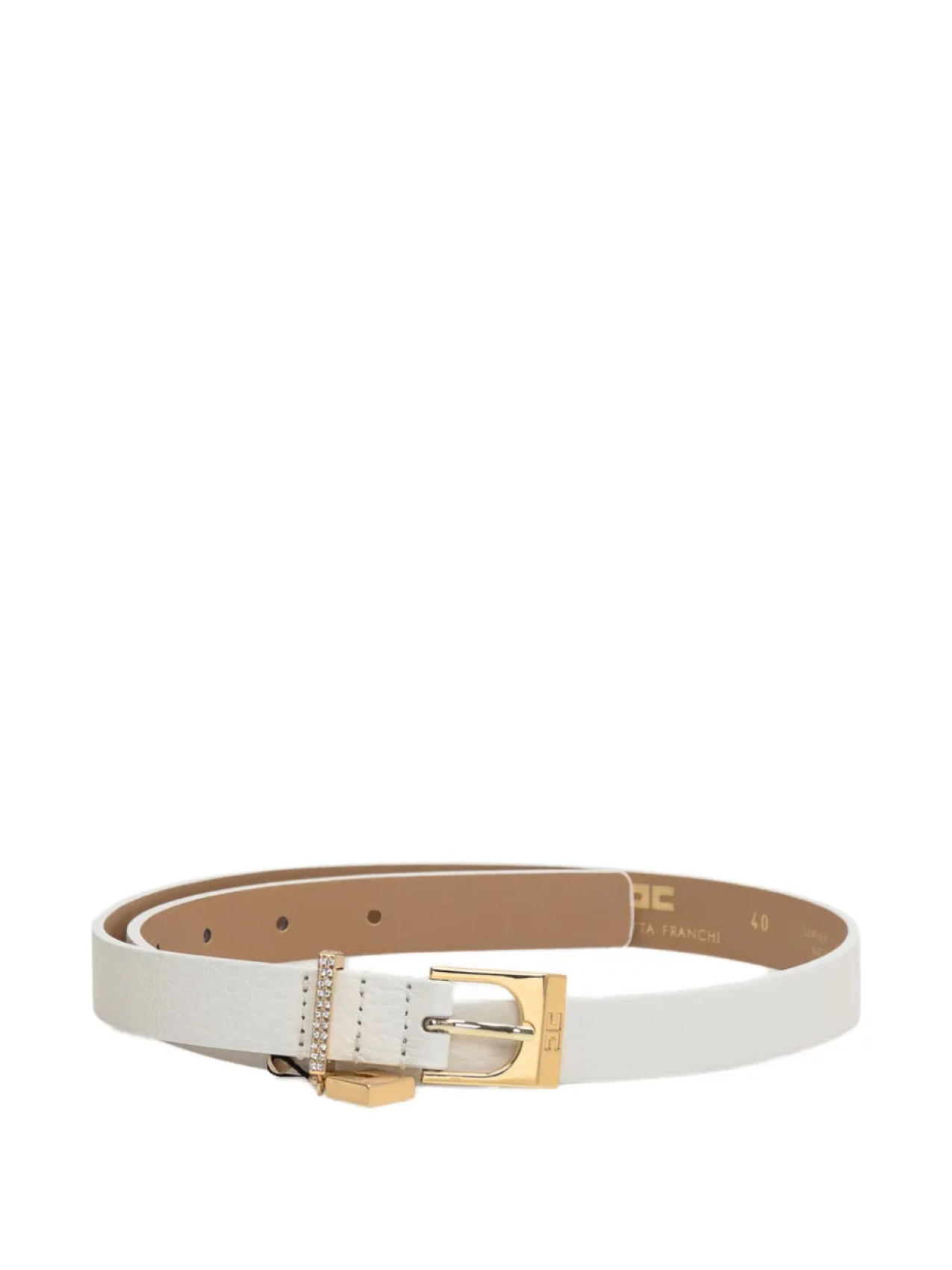 

Ремень Elisabetta Franchi с пряжкой, украшенной кристаллами, белый