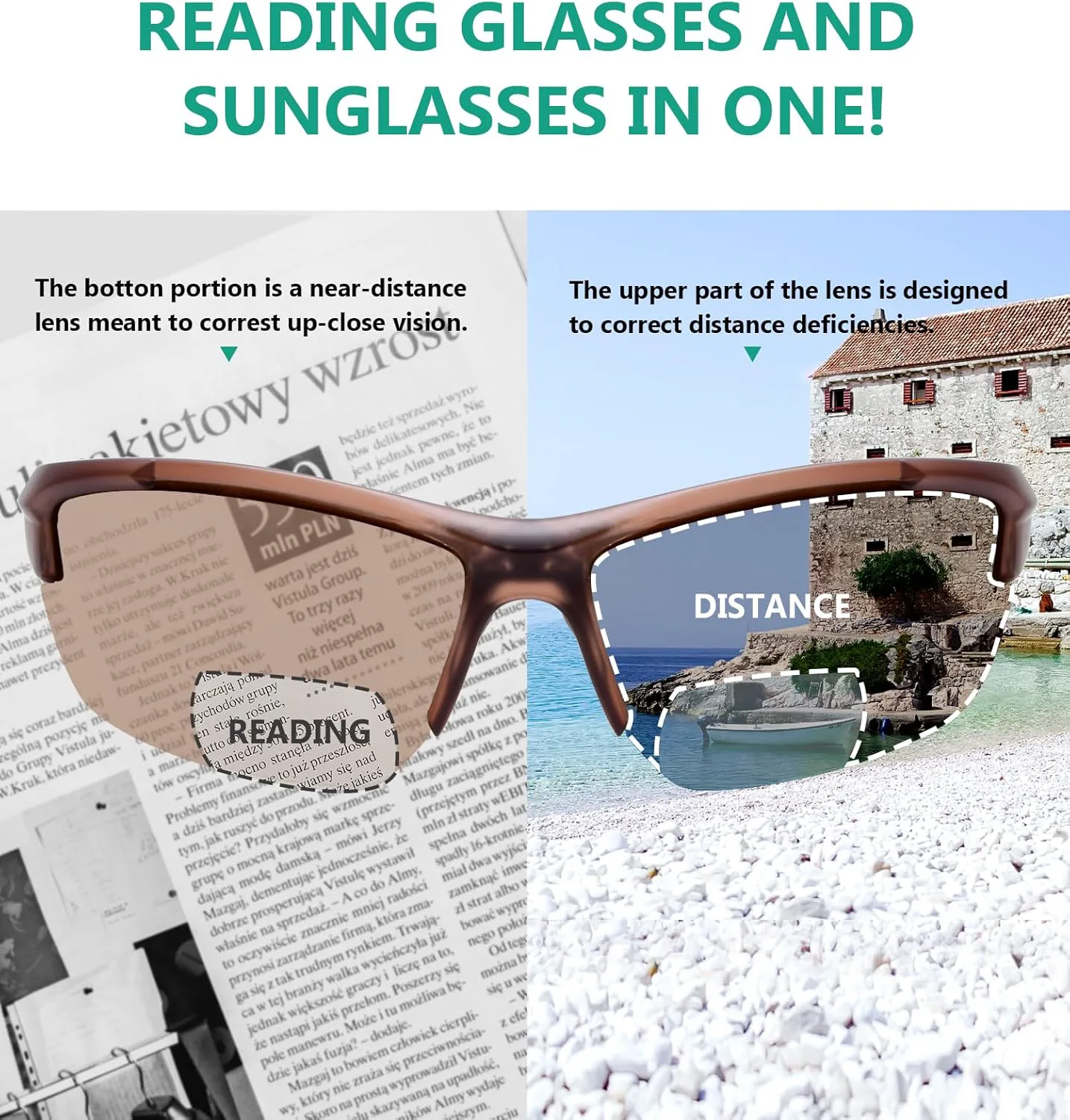 

Спортивные бифокальные солнцезащитные очки Eyekepper TR90 для бейсбола, бега, рыбалки, вождения, гольфа, софтбола, походов, чтения под солнцем, Matte Brown