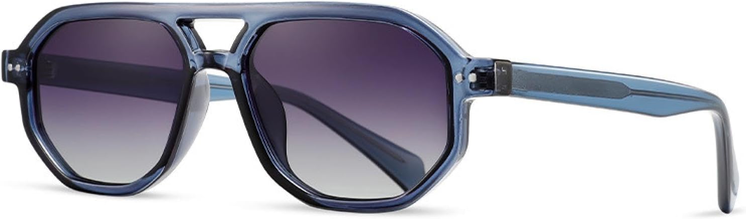 

Ретро-солнцезащитные очки с двойной перемычкой, многоугольные, женские, люксовые, модные, градиентные, с защитой от УФ-излучения UV400, мужские, с заклепками TVTBBVV, Blue Gray Gradient