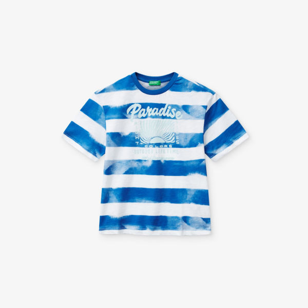 

Футболка Benetton из хлопкового джерси полосатая 6-14 лет, мультиколор