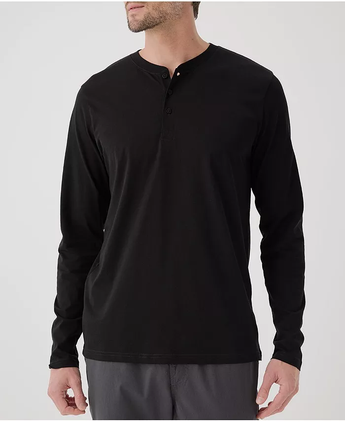 

Мужская футболка-поло с длинным рукавом из мягкого органического хлопка Henley Pact, черный