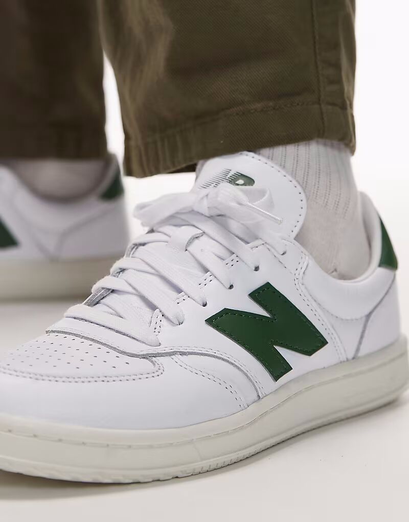 Кроссовки CT500 из белой кожи с зелеными деталями New Balance — фото 4
