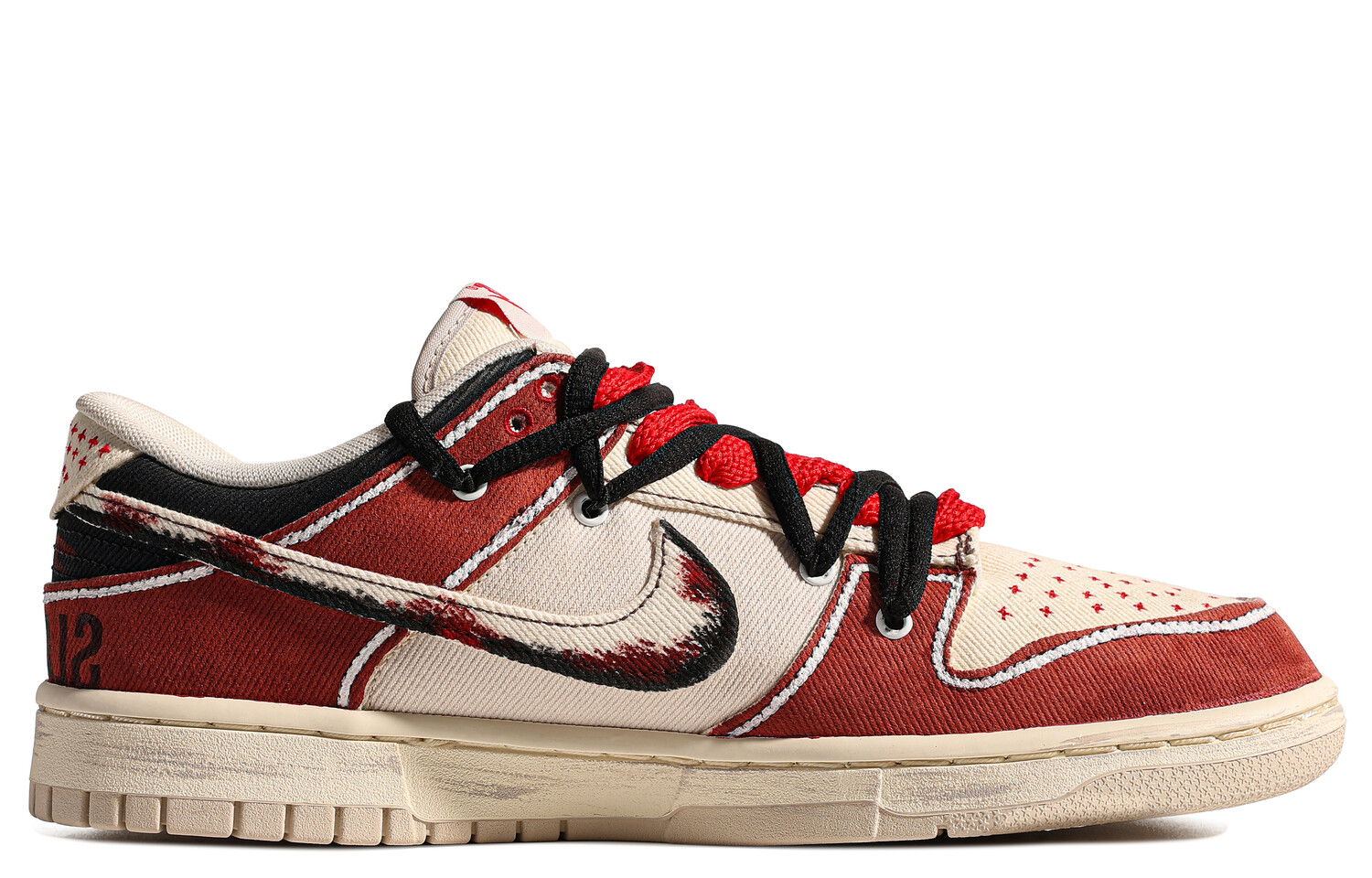 

Кроссовки для скейтбординга Dunk мужские низкие красный/белый Nike