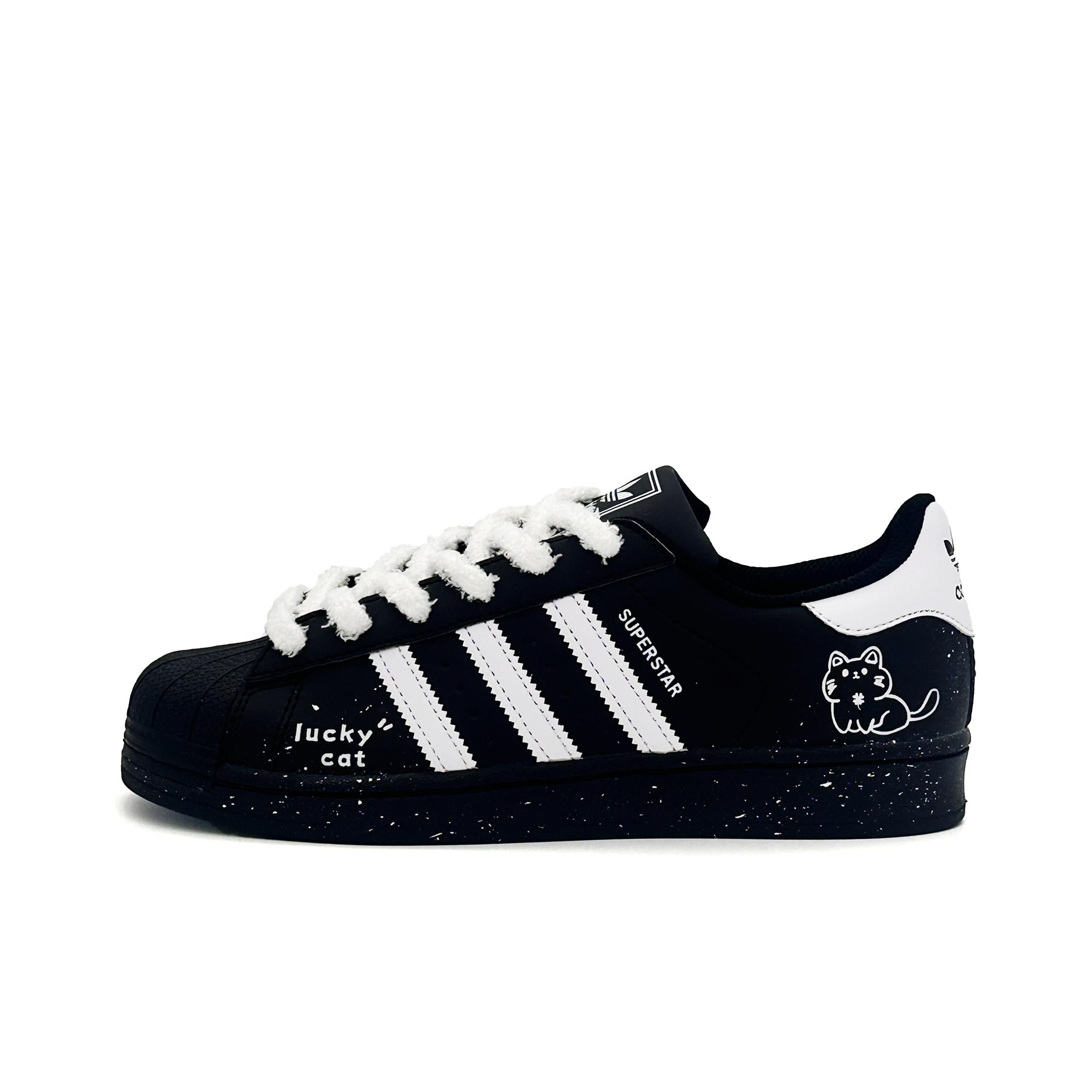

Adidas Originals Superstar 2 Ink Wild Fairy Cat устойчивые к истиранию низкие детские скейтбординговые кроссовки Black для подростков