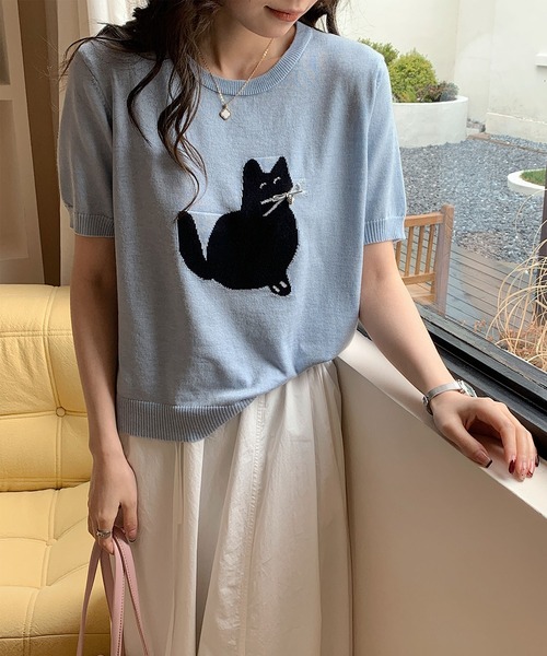 

Вязаная футболка с принтом Aimoha, черный