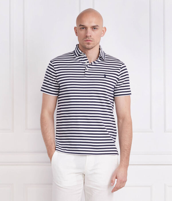 Рубашка поло Custom slim fit Polo Ralph Lauren, синий — фото 3