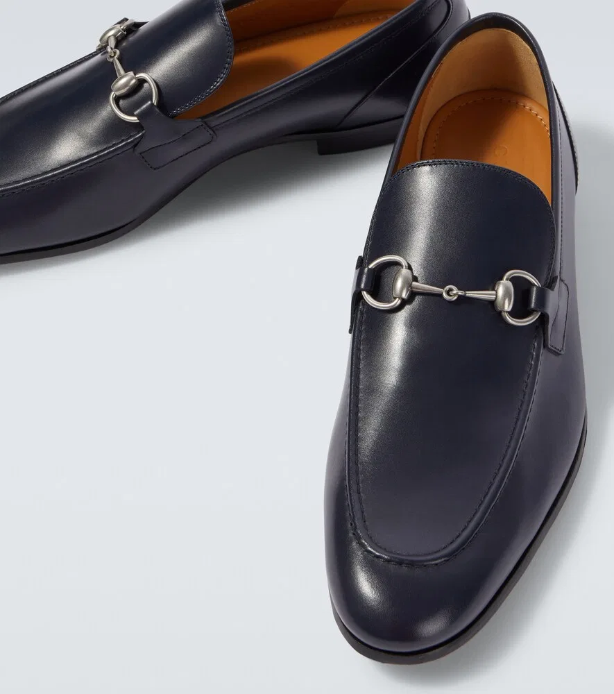 Кожаные лоферы Gucci Jordaan Horsebit, синий — фото 3