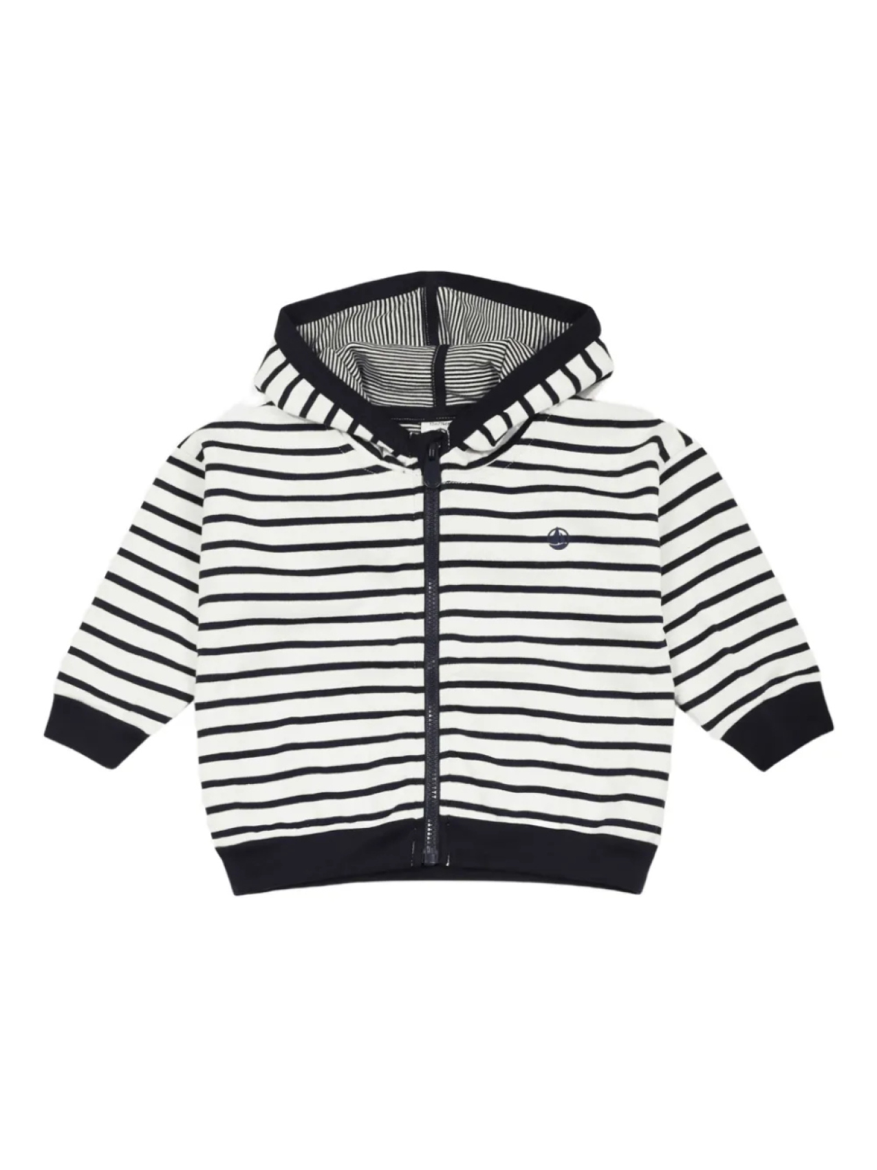 

Толстовка с капюшоном Petit Bateau в полоску, черный