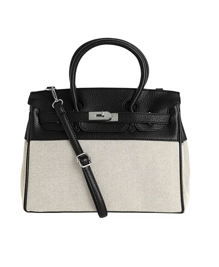 

Женская сумка-сатчел The Panel-Overlap — цвет офф-уайт и обсидиановый черный Haute Sauce, белый