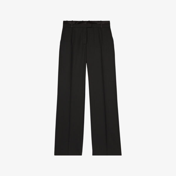 

Широкие брюки из смеси шерсти с контрастной талией The Kooples, черный