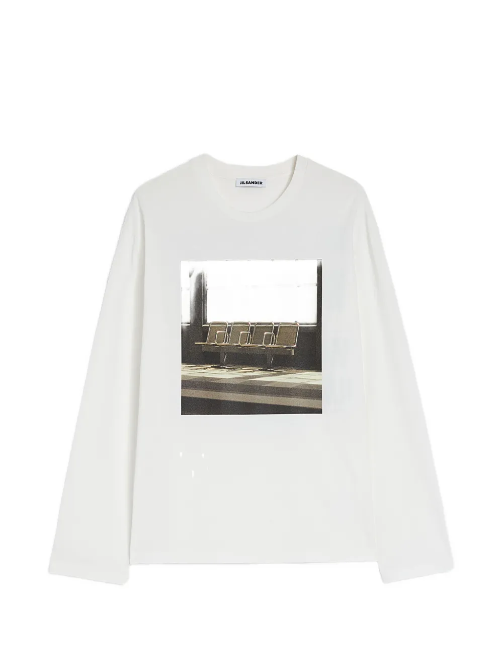 

Хлопковая футболка с длинными рукавами и принтом Jil Sander, белый