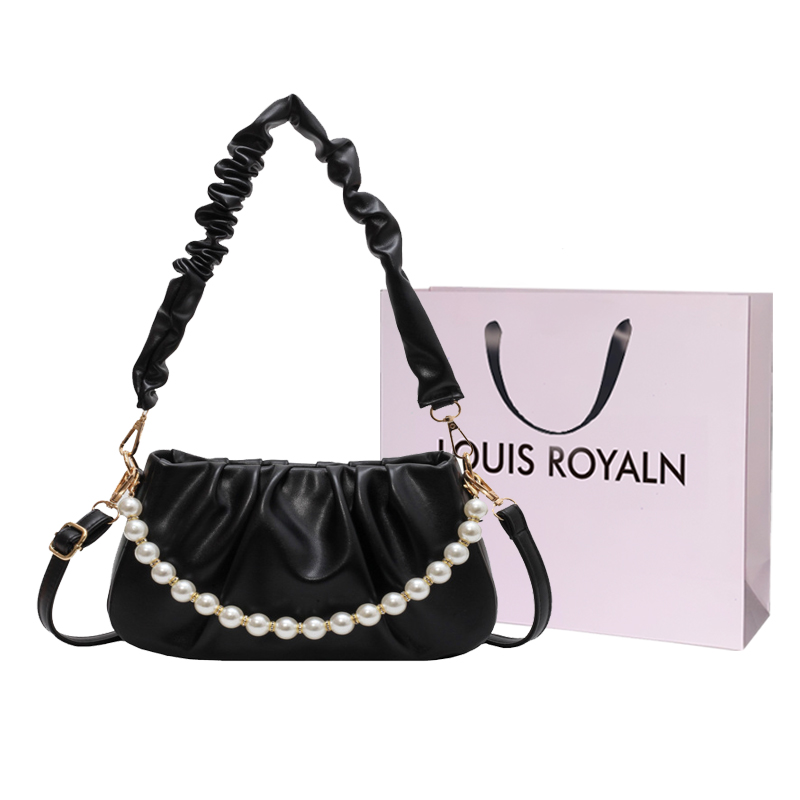 

LOUIS ROYALN Женская наплечная сумка через плечо, Black+Custom Shopping Bag