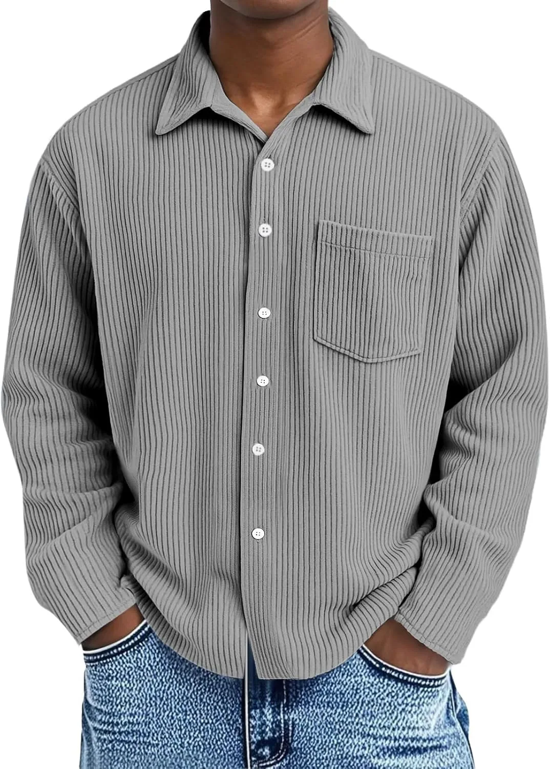 

Мужская рубашка с длинным рукавом Casual Slim Fit Corduroy ZsaeSM