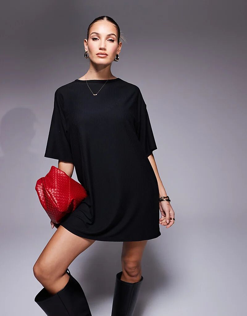 

Платье-мини в рубчик черного цвета ASOS DESIGN
