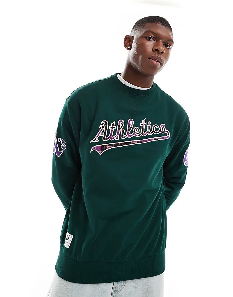 

Толстовка с логотипом Oakland Athletics в клетку темно-зеленого цвета New Era