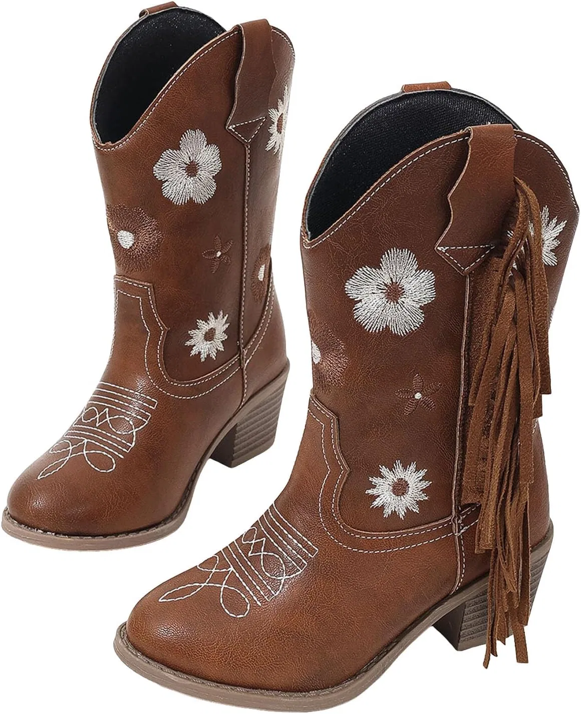 Детские сапоги для девочек с блестками Western Side Zipper, Brown