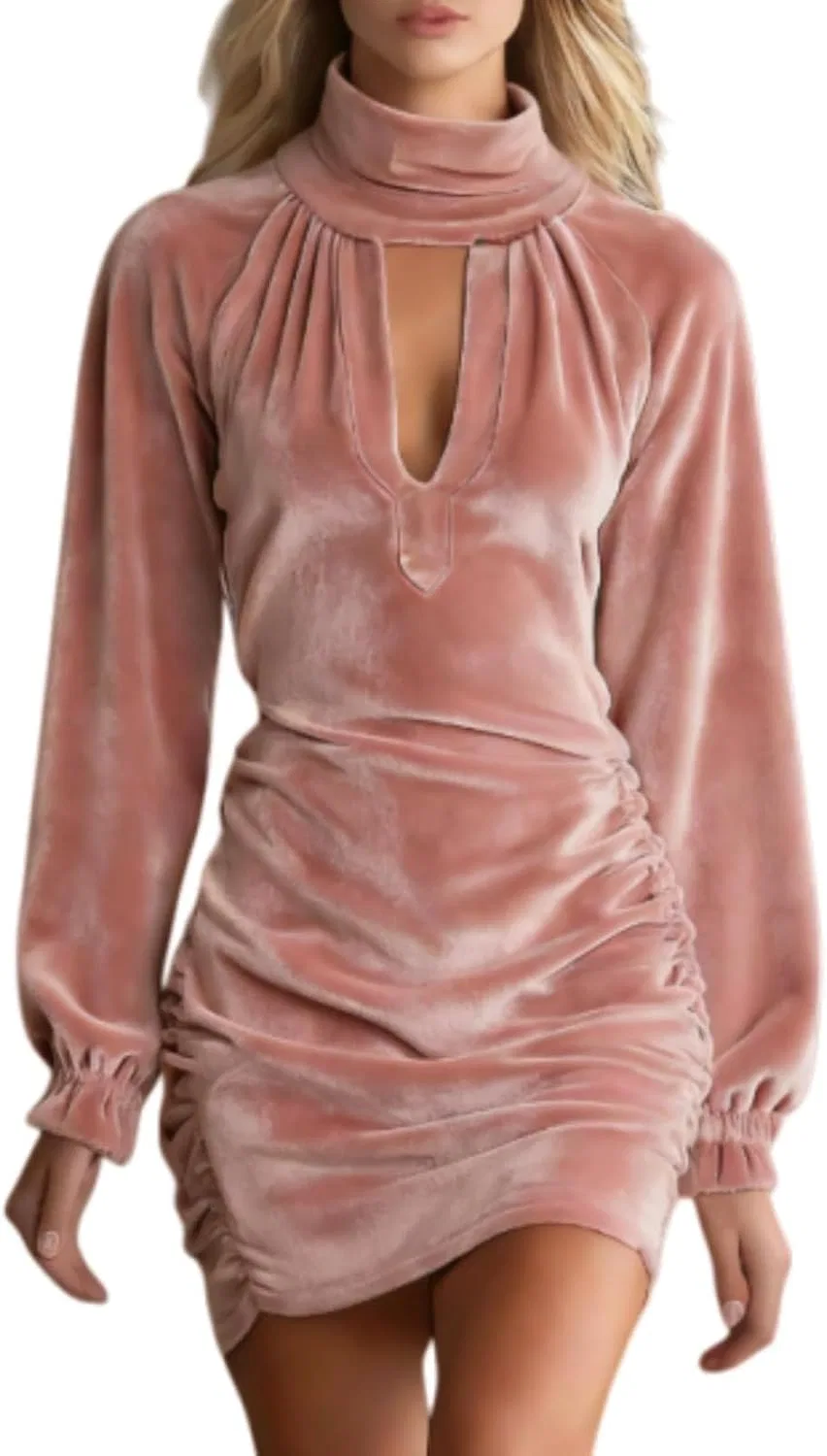 Женское облегающее мини-платье с драпировкой Velvet, Pink