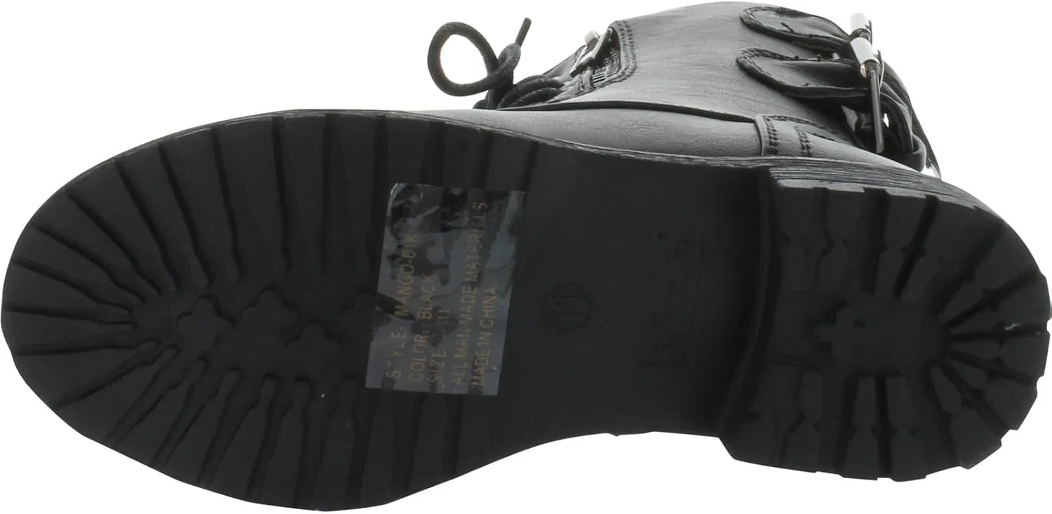 Детские ботинки на молнии с военным дизайном Link Mango-61K Girls Zipper Military Combat Boot Valerie-Shoes, Black — фото 4
