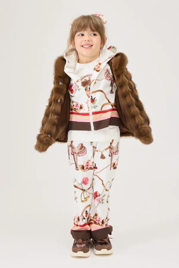Брюки хлопковые Tracksuit bottoms Monnalisa, gardenia
