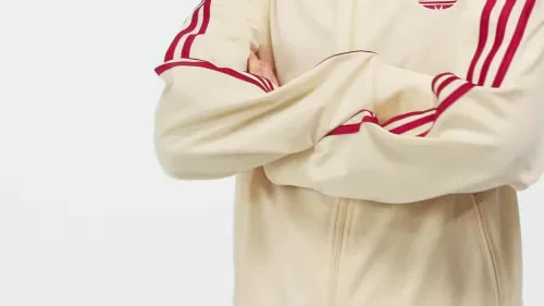Женская олимпийка свободного кроя Firebird Track Top Loose Adidas Originals, Warm Vanilla/Team Victory Red — фото 2