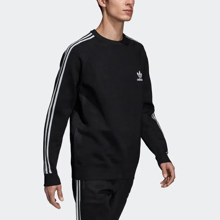 Свитшот с принтом 3 Stripes Knit Crew Adidas, черный — фото 4