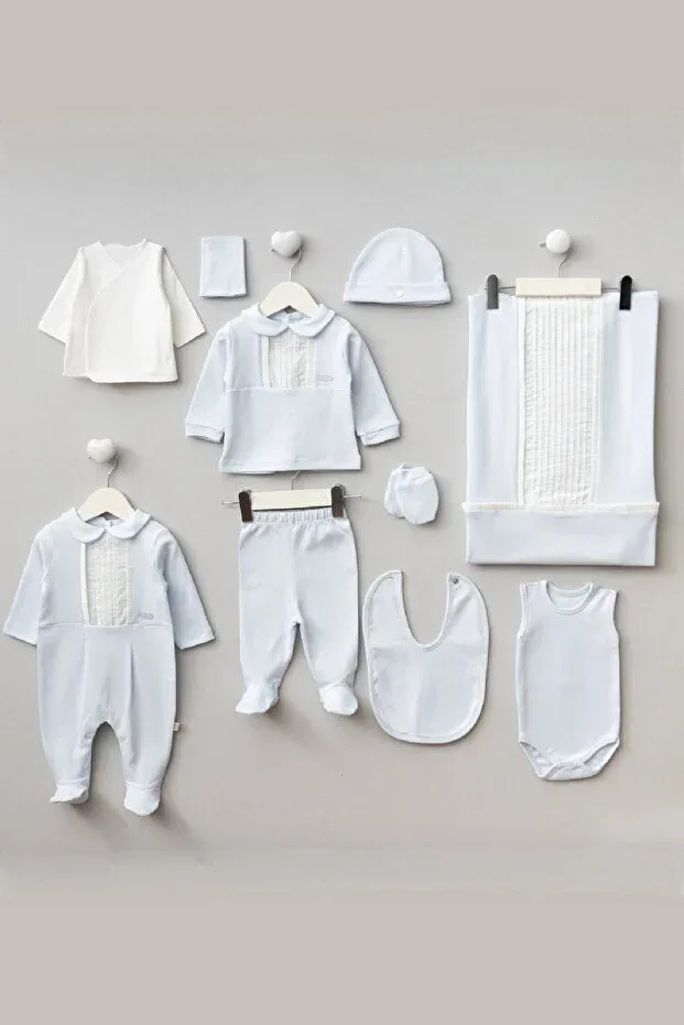 Детский комплект боди для мальчиков хлопковый из 10 предметов Cherub Baby, Blue