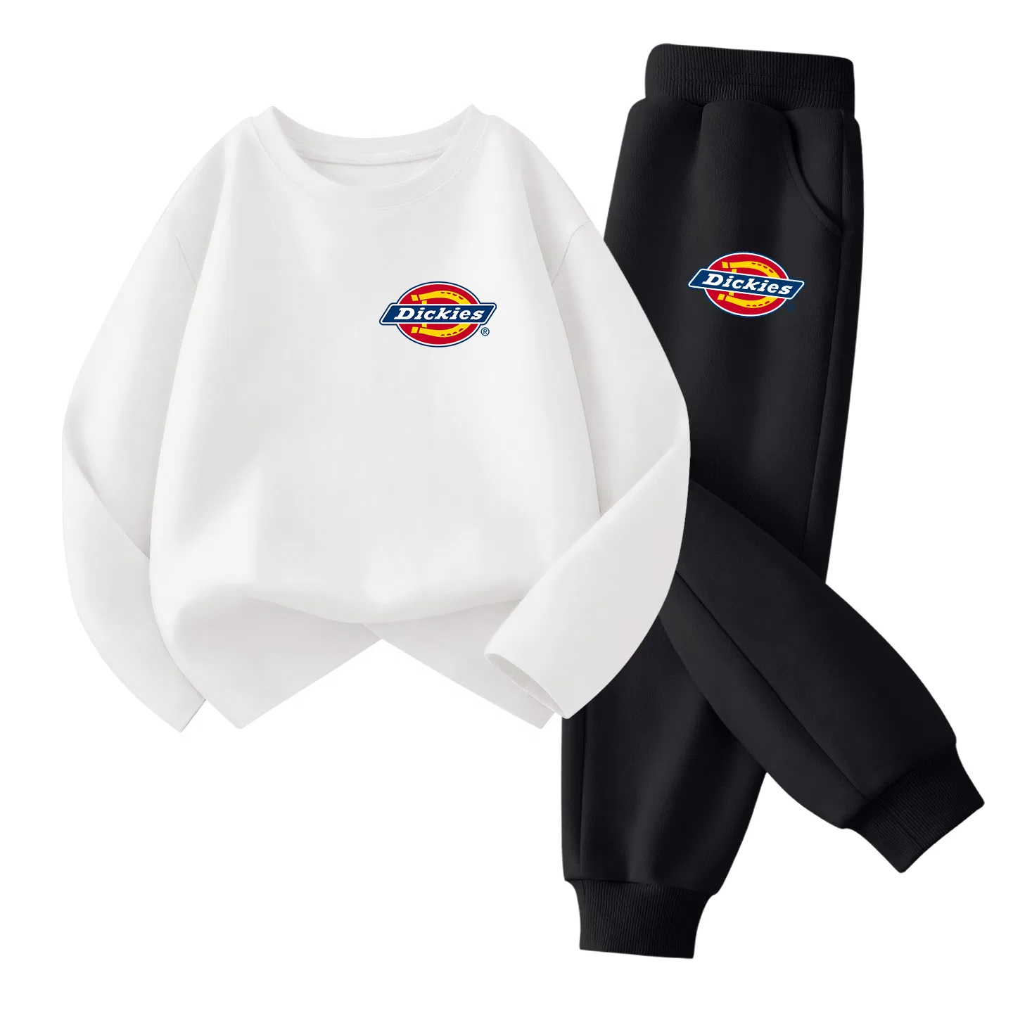 Детский комплект из двух свитшотов с логотипом Dickies, белый и темно-синий — фото 3