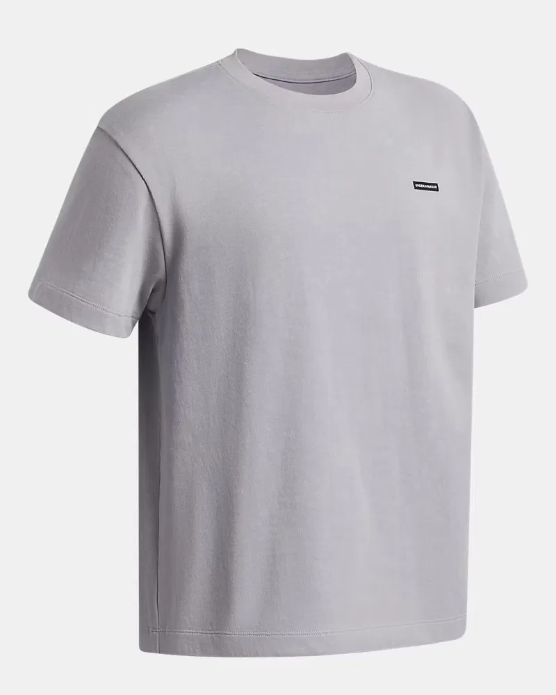 Футболка оверсайз для мальчиков с эффектом wash UA Heavyweight Wash UnderArmour, Mod Gray/White — фото 3